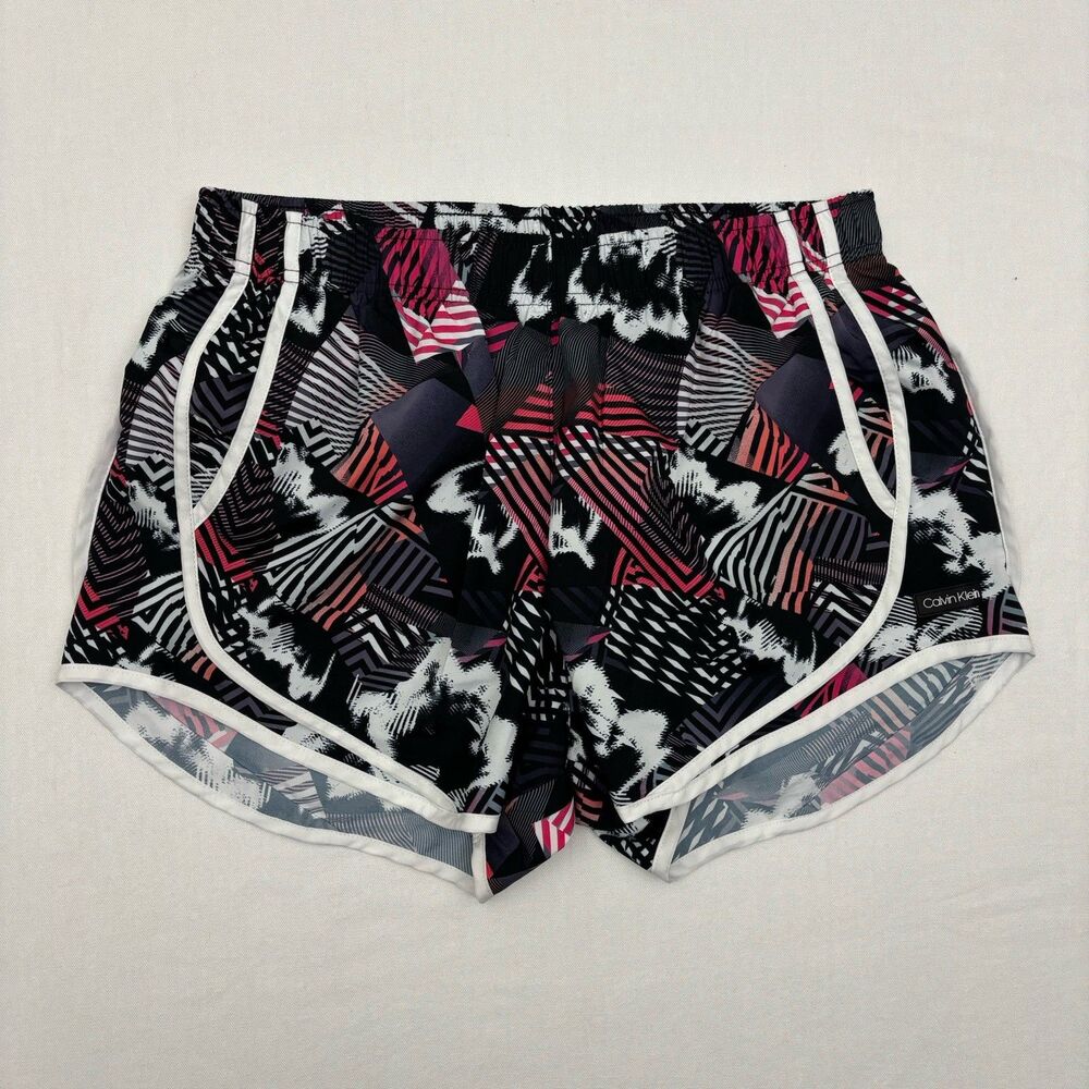 Calvin Klein Shorts Womens Black Pink High Waist Lined Pockets Activewear Size M